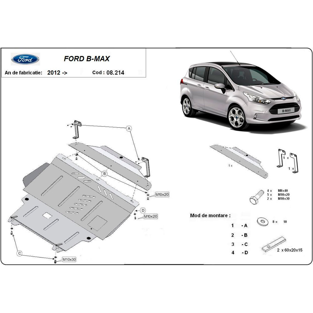 Steel Skid Plate Ford B-Max 2012-2017