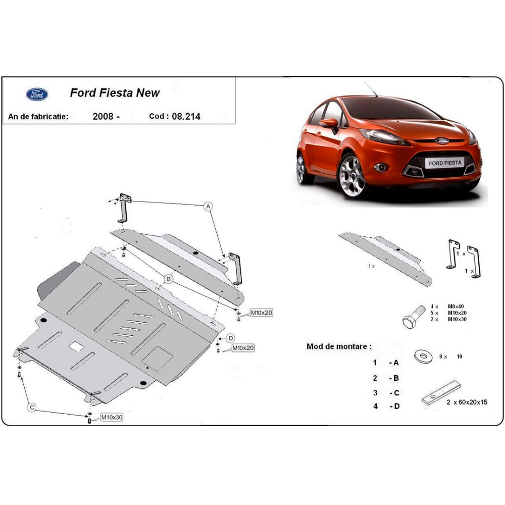 Steel Skid Plate Ford Fiesta 2008-2016