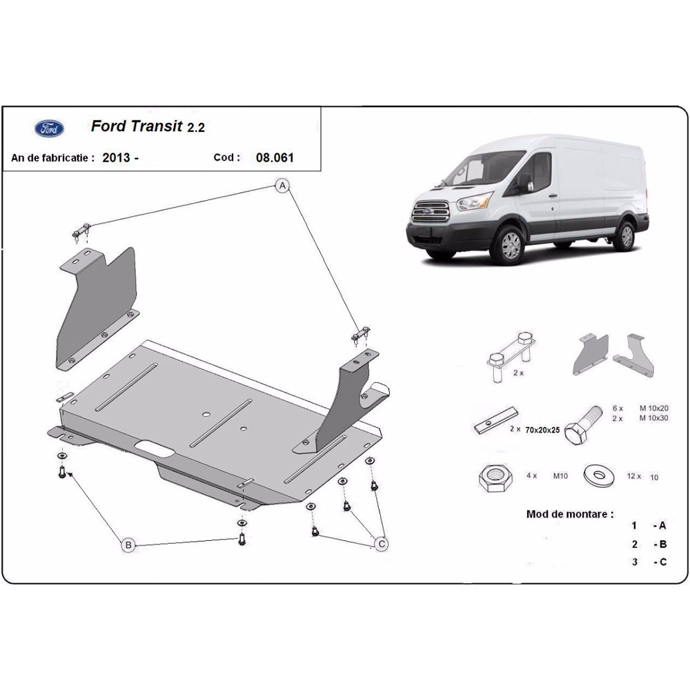 Steel Skid Plate Ford Transit 2013-2019