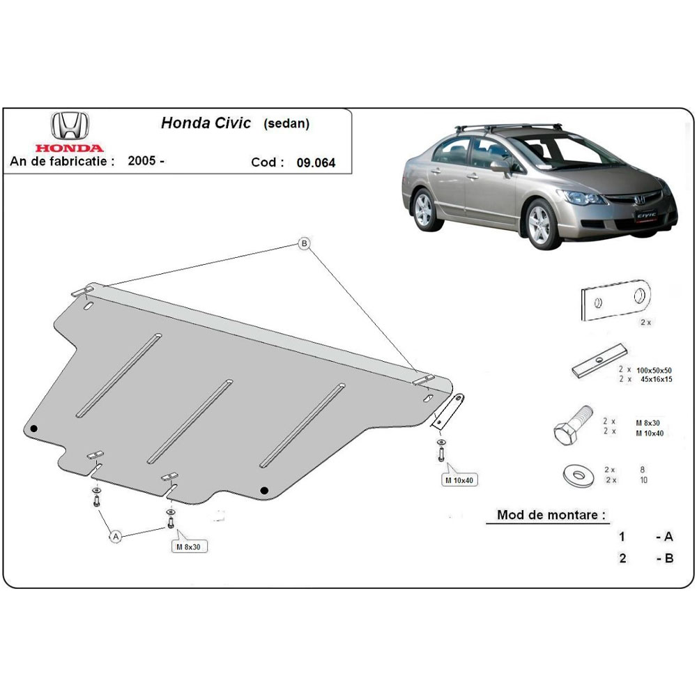 Steel Skid Plate Honda Civic (Berlin) 2005-2015