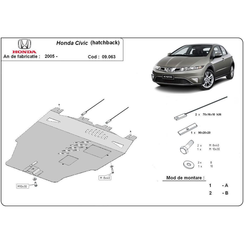 Steel Skid Plate Honda Civic (Hayon) 2005-2015