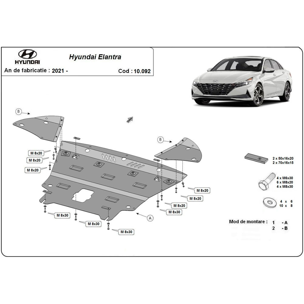 Steel Skid Plate Hyundai Elantra 2021-2024