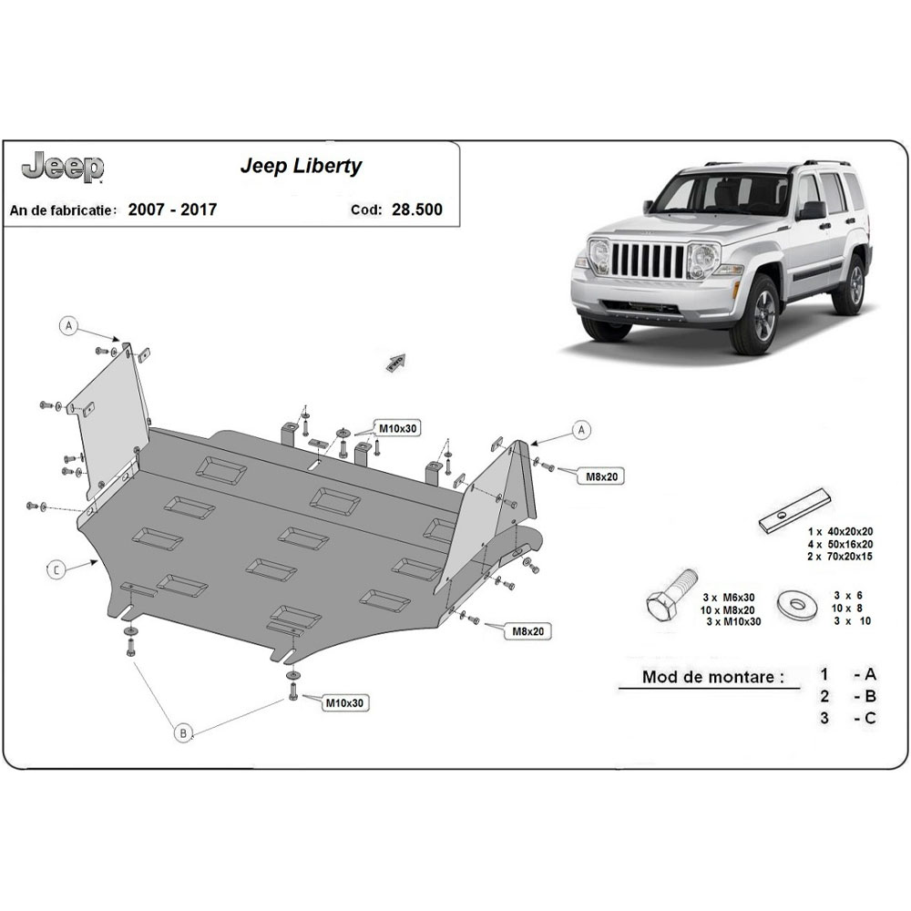 Steel Skid Plate Jeep Liberty 2007-2017
