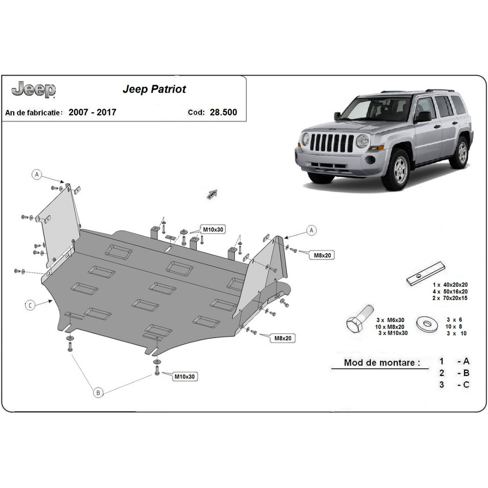 Steel Skid Plate Jeep Patriot 2007-2017