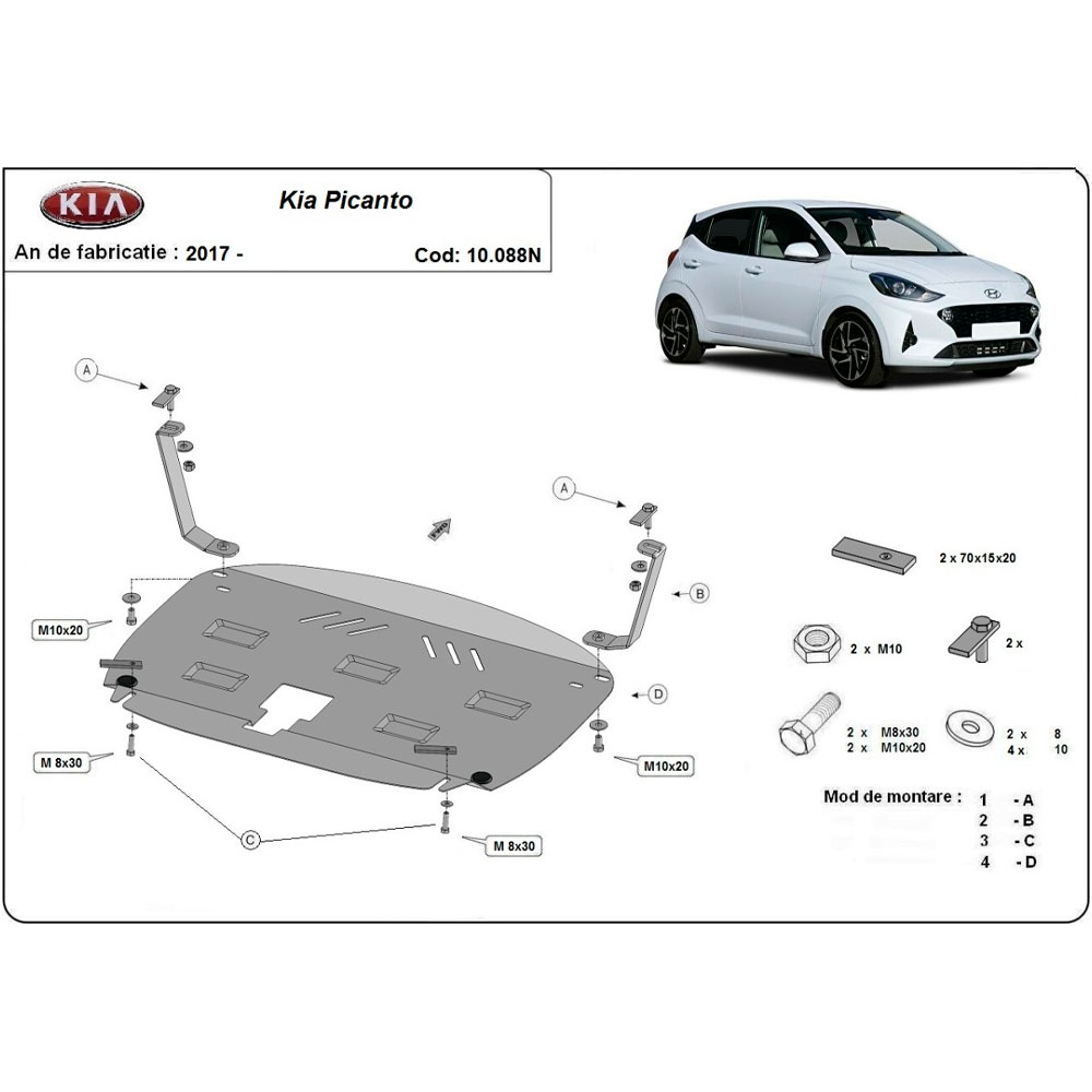 Steel Skid Plate Kia Picanto 2017-2023