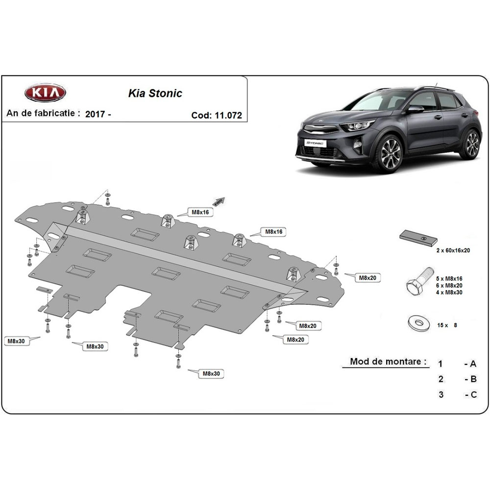 Steel Skid Plate Kia Stonic 2017-2023