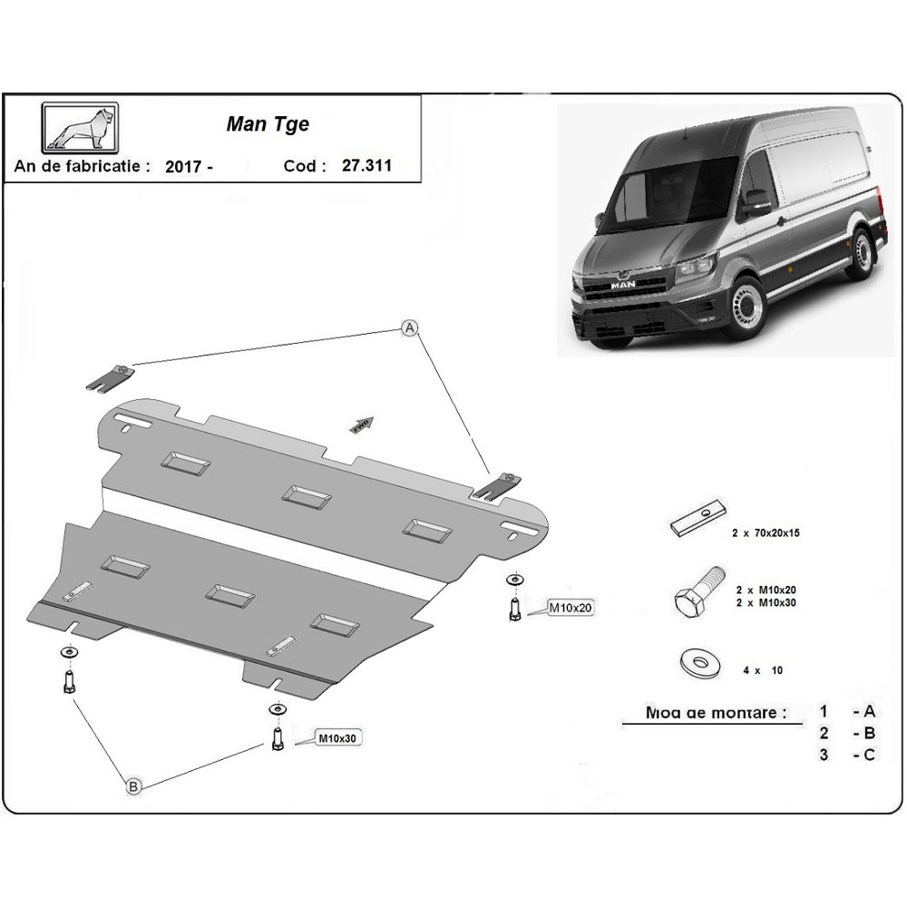 Steel Skid Plate Man TGE 2017-2023