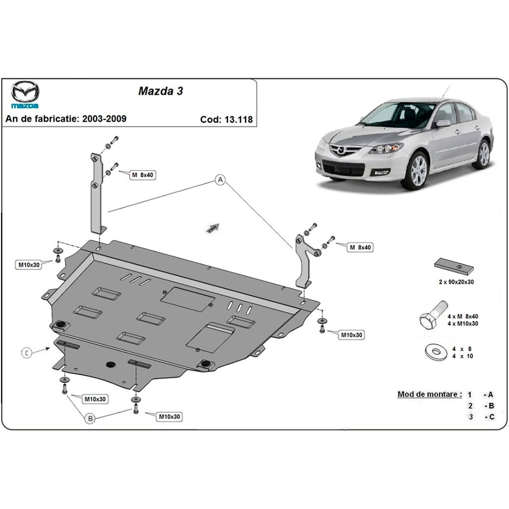 Steel Skid Plate Mazda 3 2003-2009