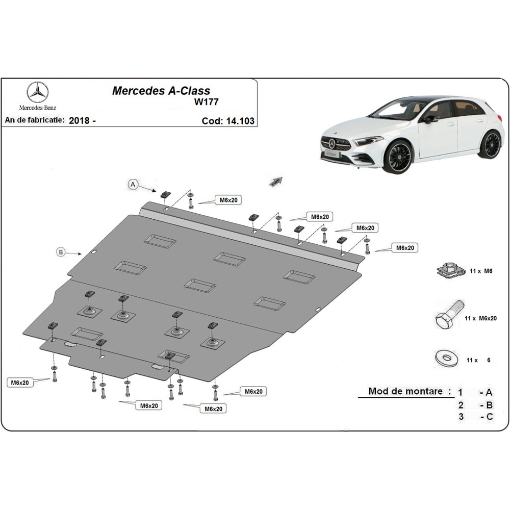 Steel Skid Plate Mercedes A-Class W177 2018-2023