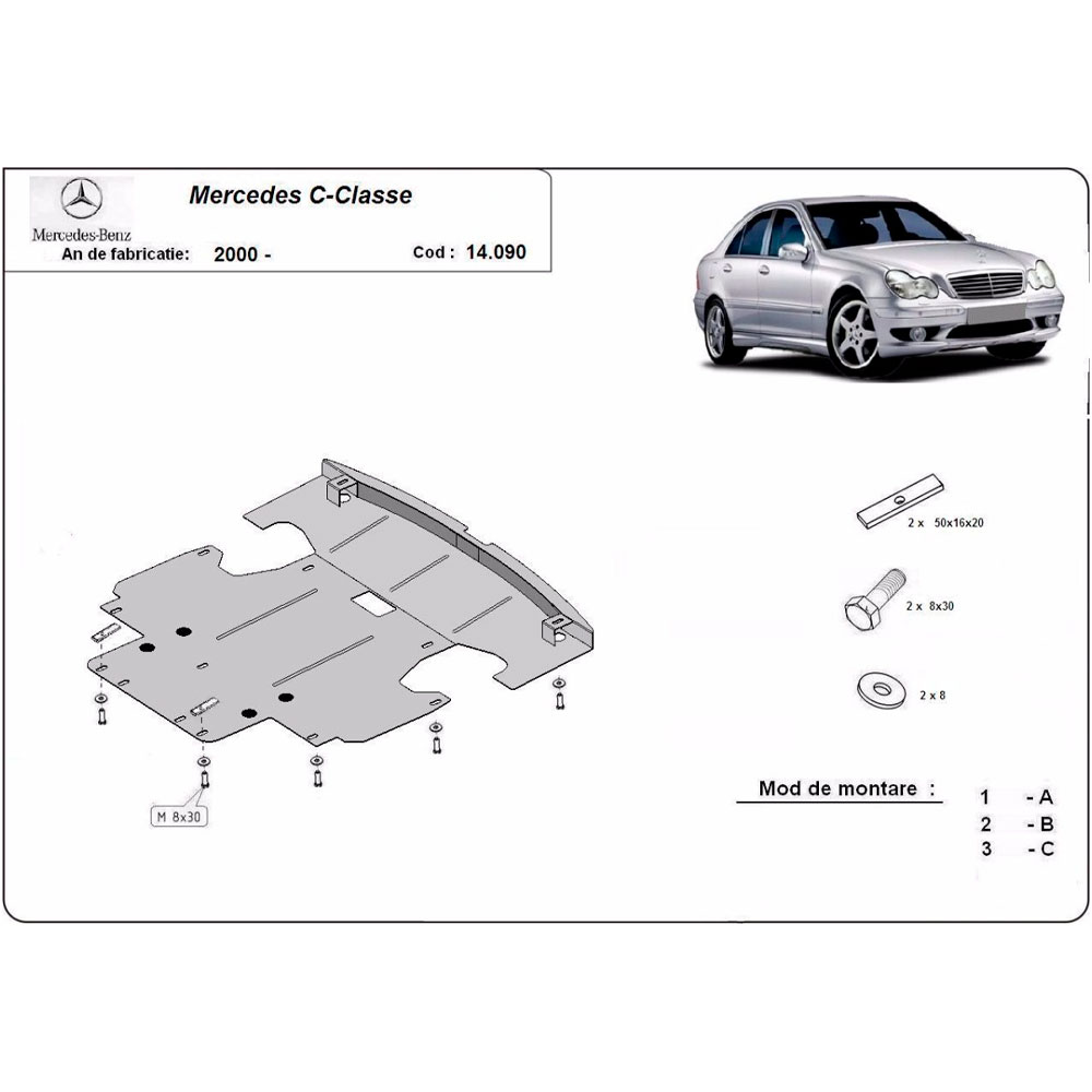 Steel Skid Plate Mercedes C-Class 2000-2007