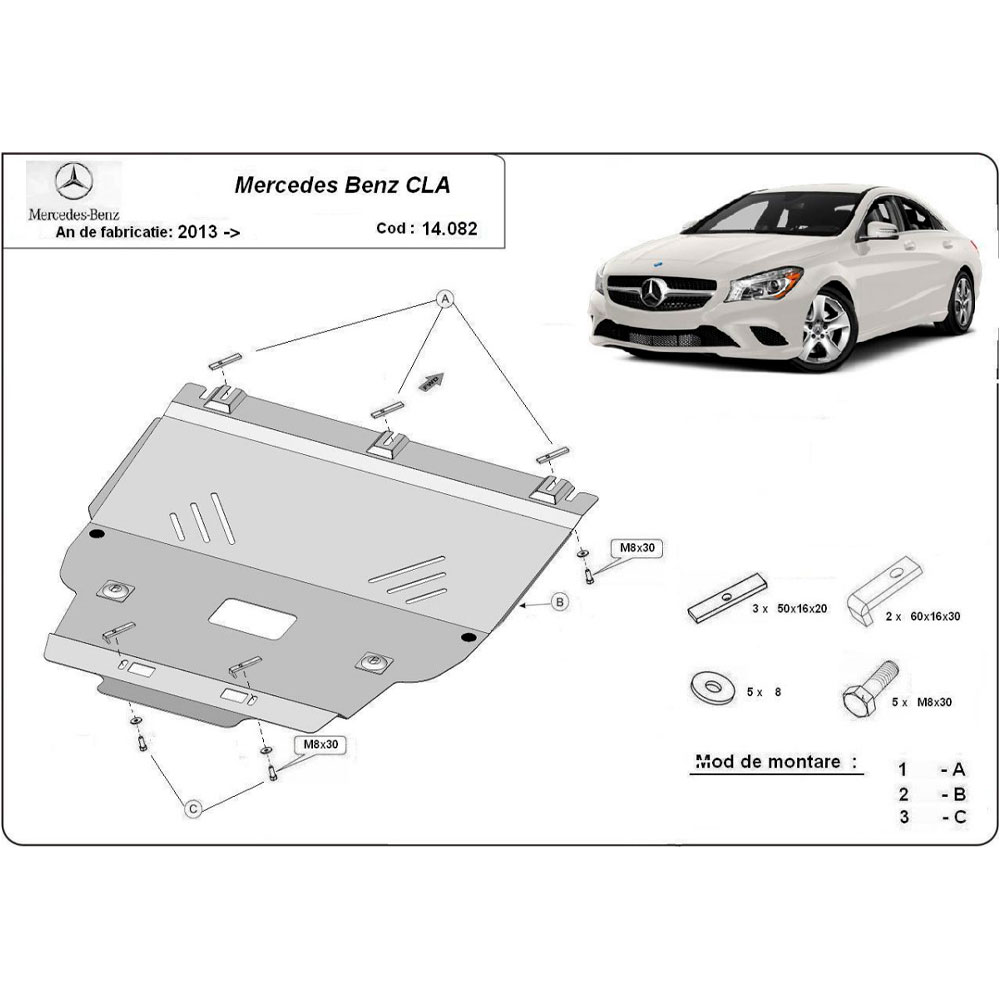 Steel Skid Plate Mercedes CLA X117 2013-2019