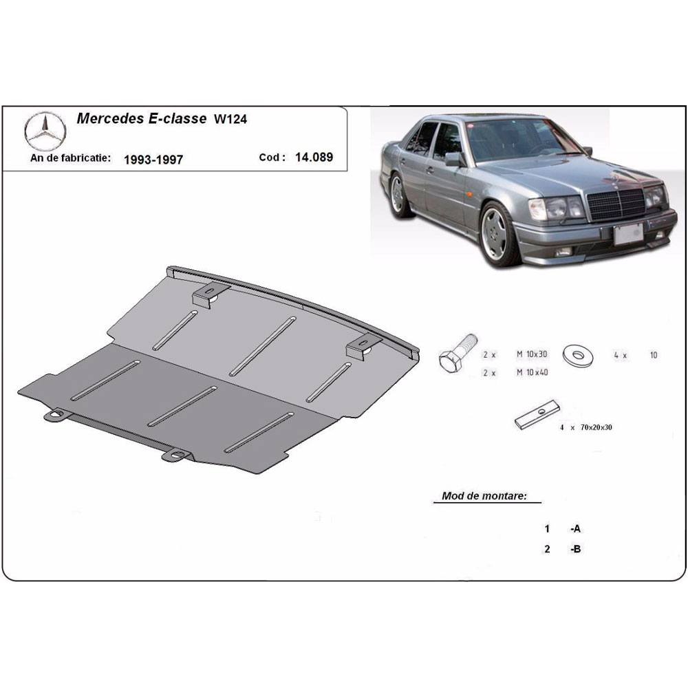 Steel Skid Plate Mercedes E-Class W124 1993-1997