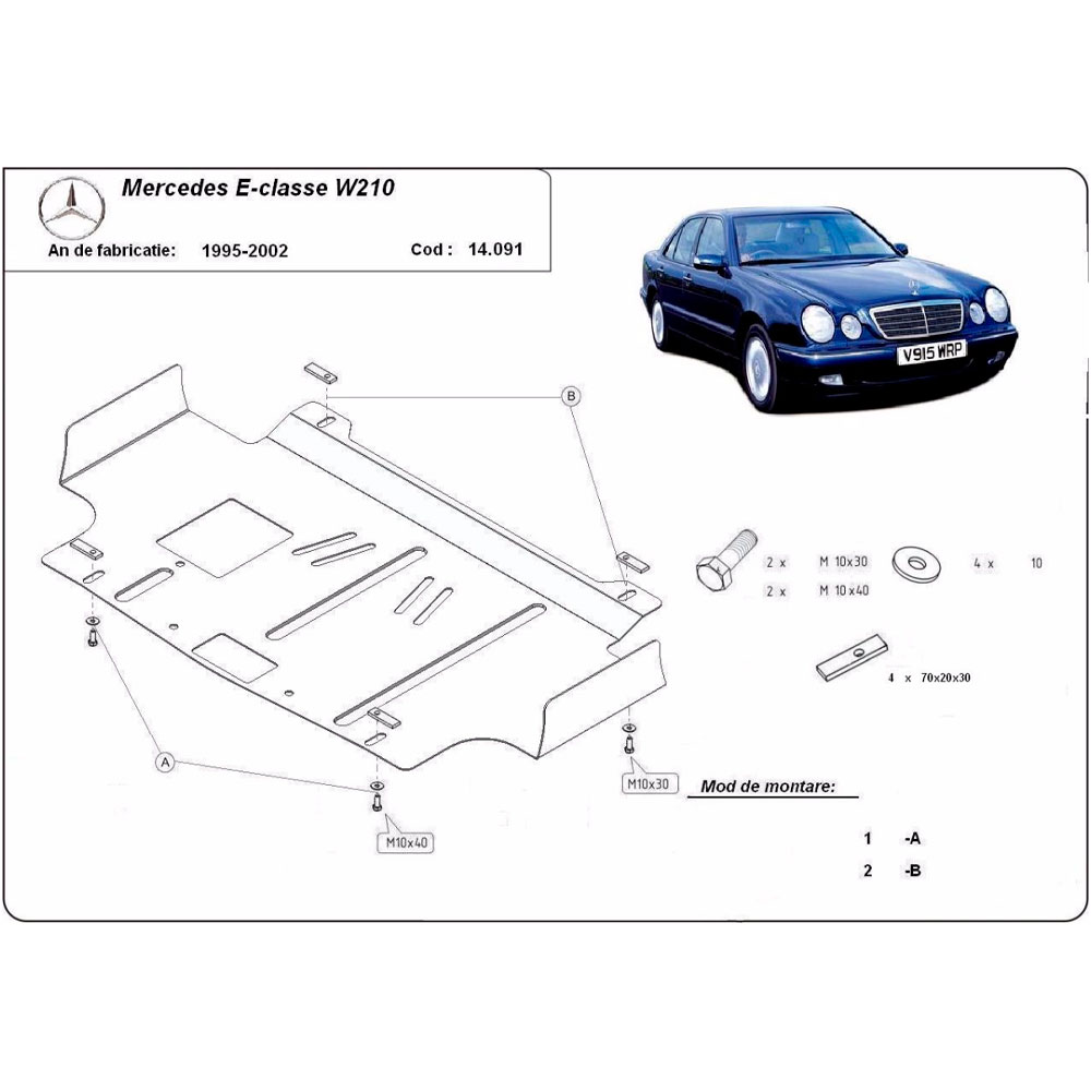 Steel Skid Plate Mercedes E-Class W210 1995-2003