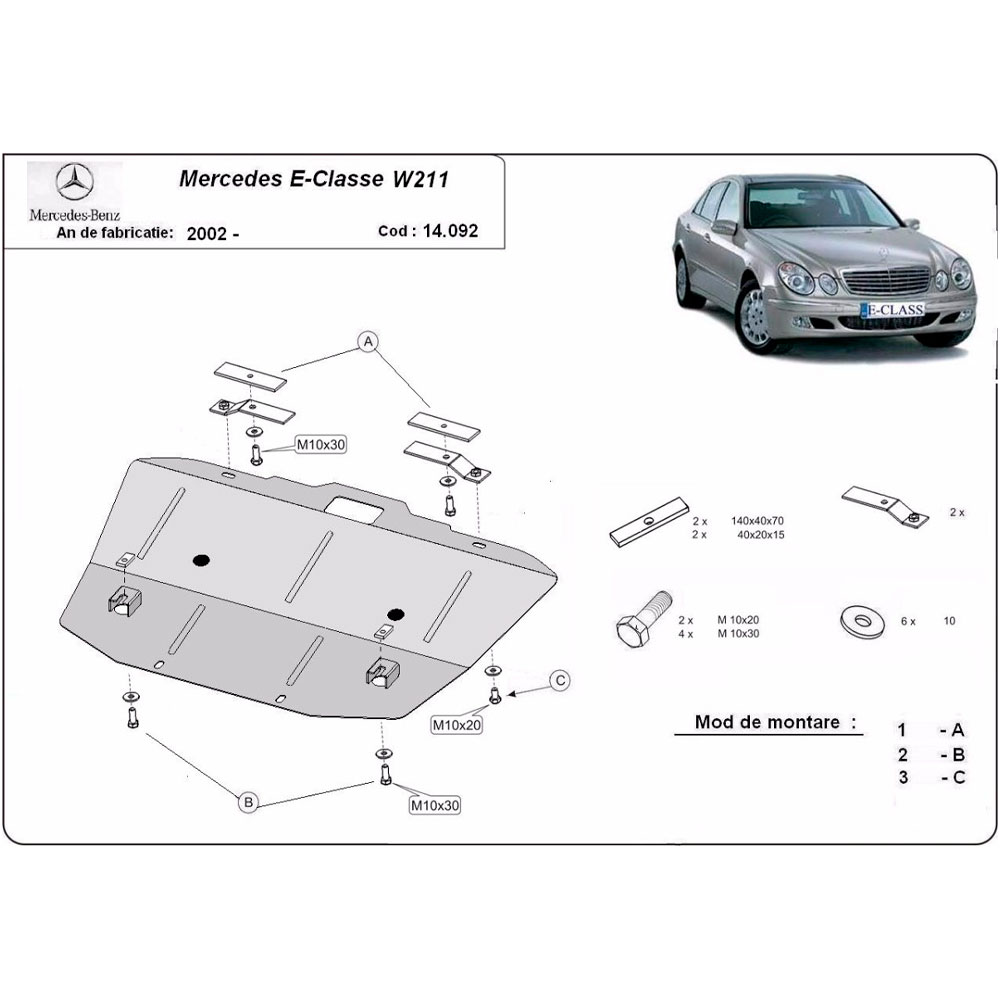 Steel Skid Plate Mercedes E-Class W211 2002-2008