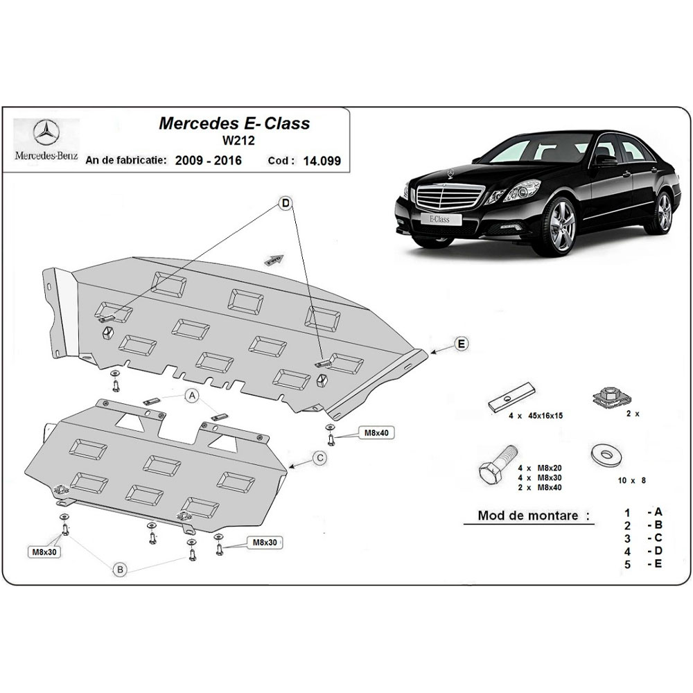 Steel Skid Plate Mercedes E-Class W212 2009-2016