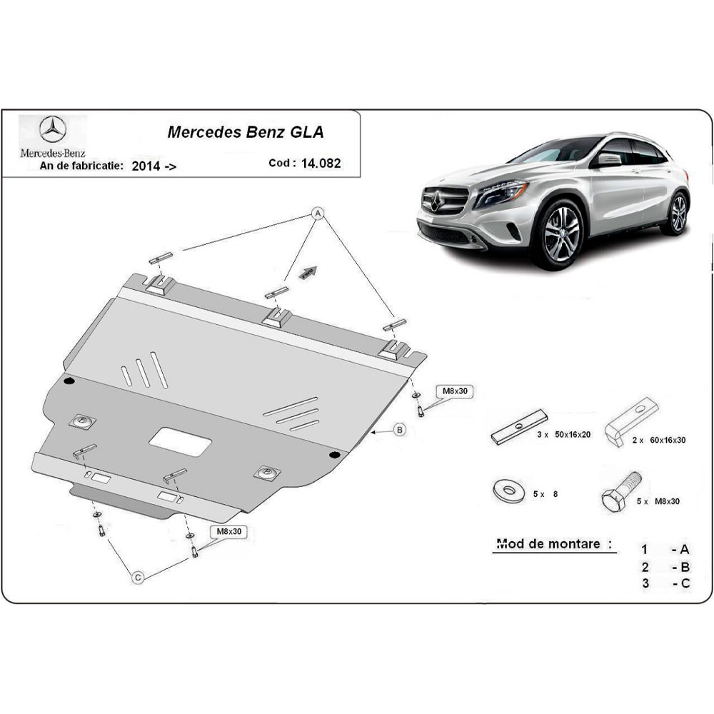 Steel Skid Plate Mercedes GLA X156 2014-2019
