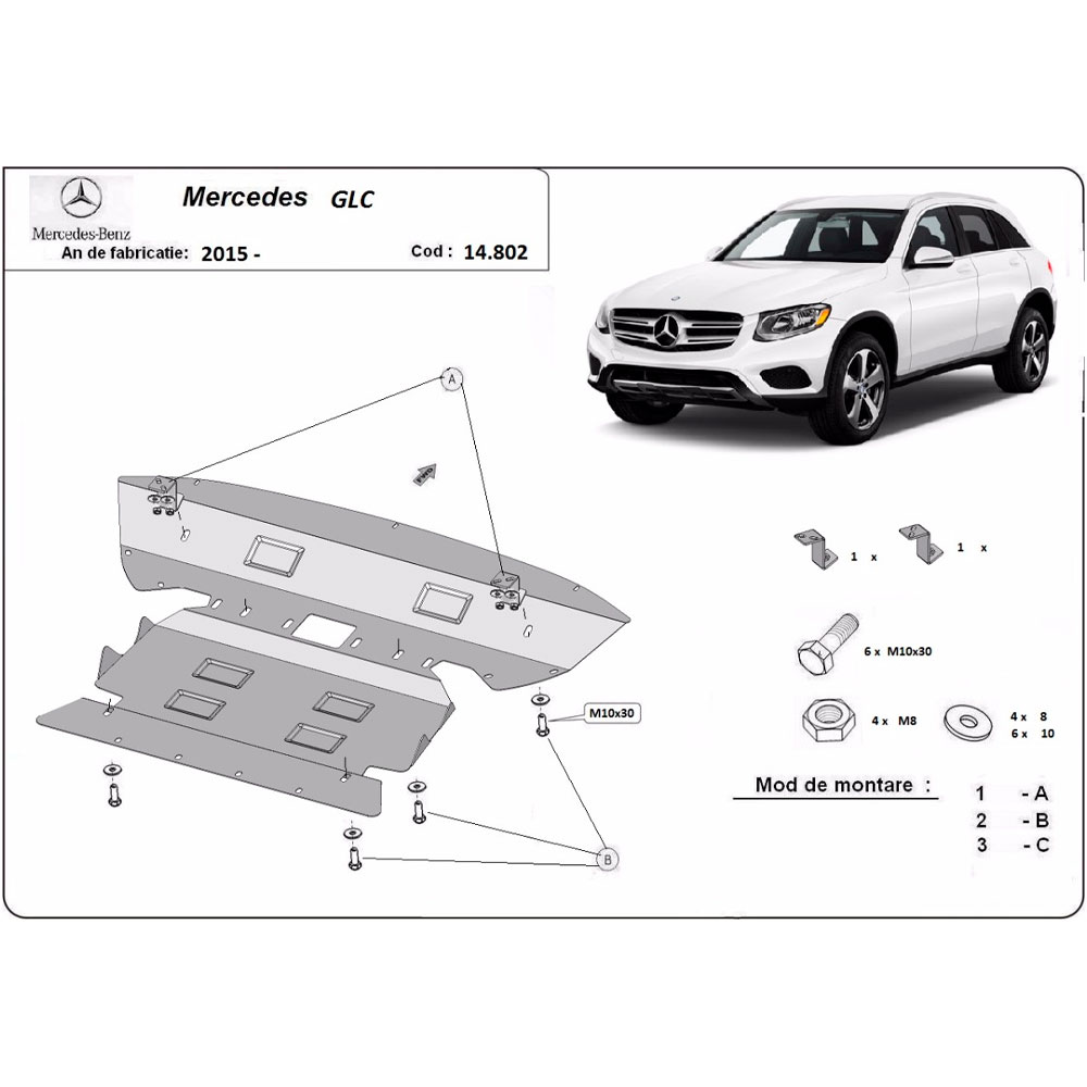 Steel Skid Plate Mercedes GLC X253 2015-2022