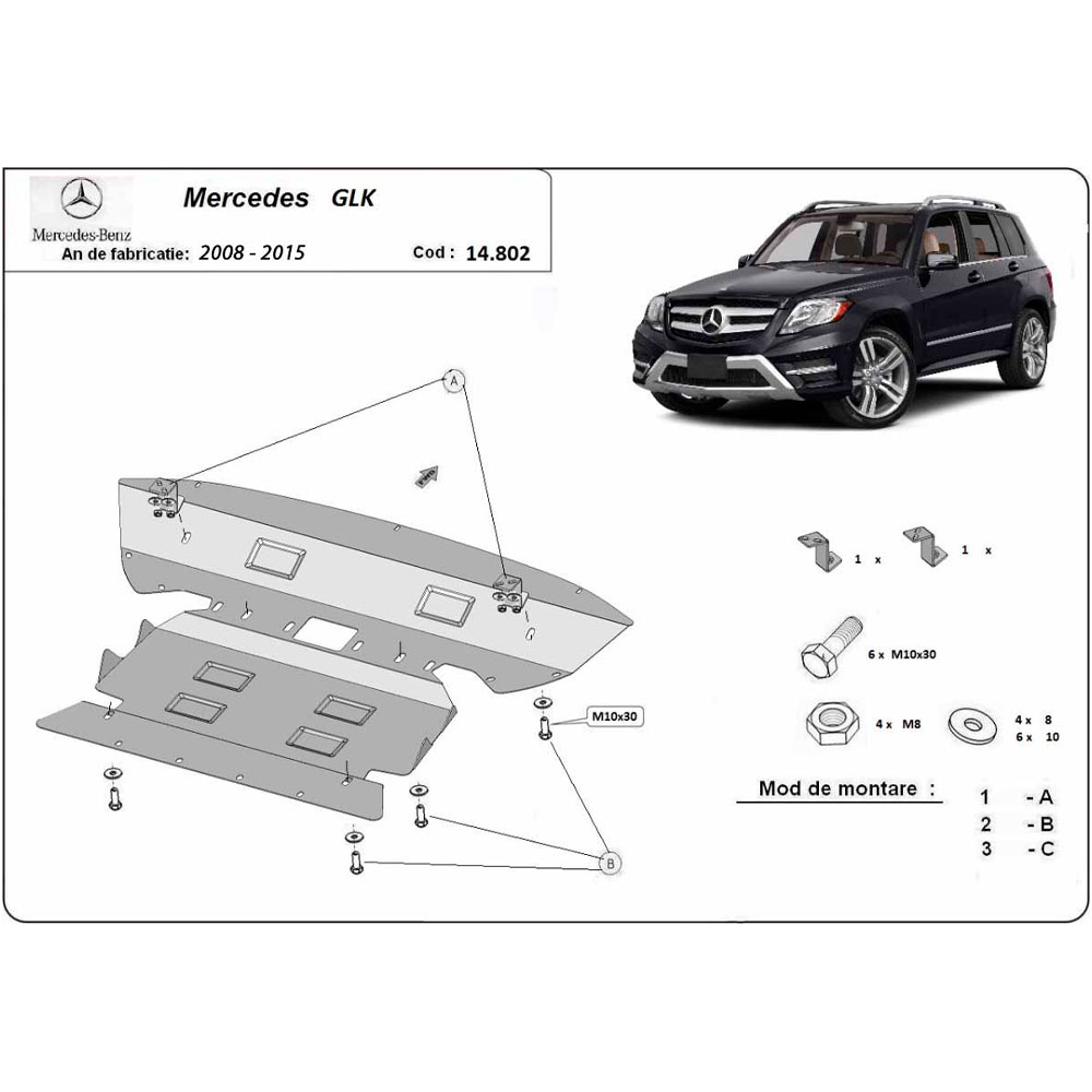 Steel Skid Plate Mercedes GLK X204 2008-2015