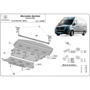 Steel Skid Plate Mercedes Sprinter FWD 2018-2023