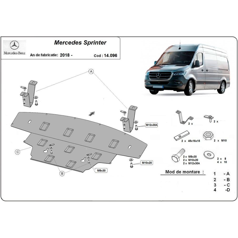 Steel Skid Plate Mercedes Sprinter RWD 2018-2023