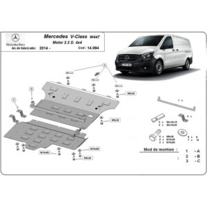 Steel Skid Plate Mercedes V-Class W447 4x4 2.2 D 2014-2020