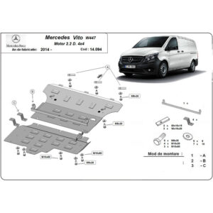 Steel Skid Plate Mercedes Vito W447 2.2 D 4x4 2014-2023