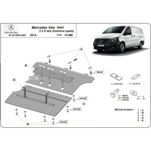 Steel Skid Plate, Engine And The Gearbox Mercedes Vito W447 4x2 2014-2023