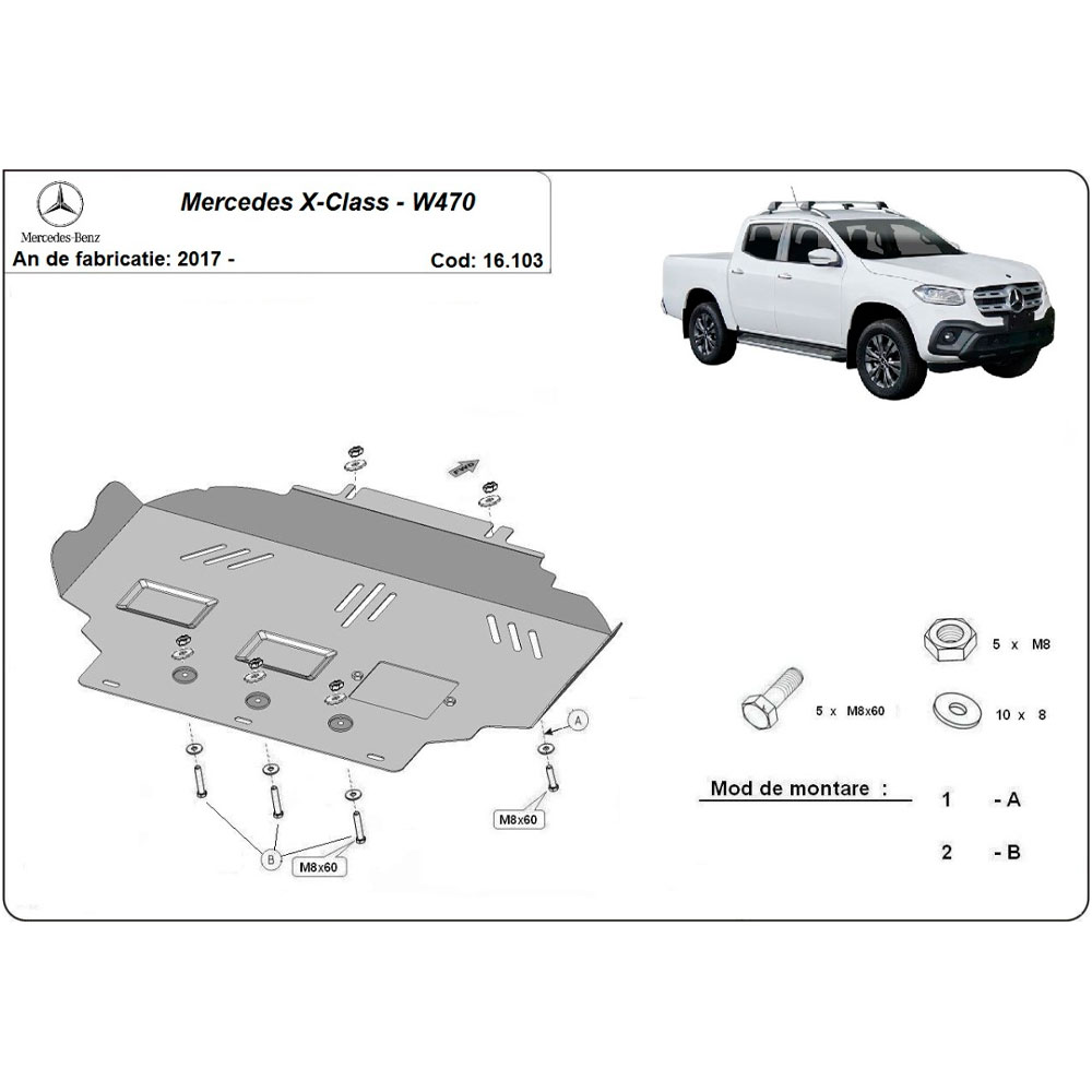 Steel Skid Plate Mercedes X-Class 2017-2020